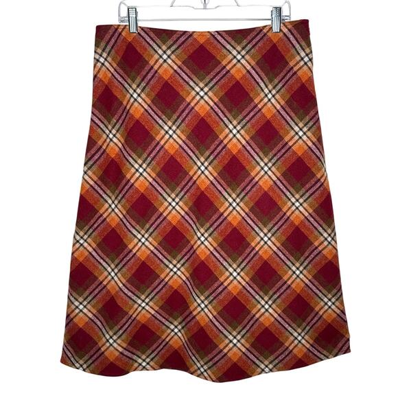Vintage Bass Wool Plaid A-Line Skirt Lined Side Zip fall winter plaid size 14 - Picture 2 of 9